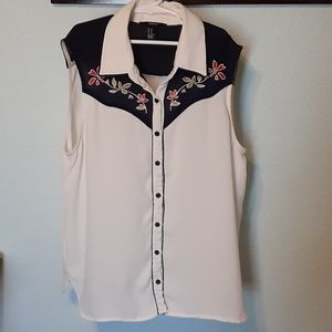 Sleeveless embroidered blouse